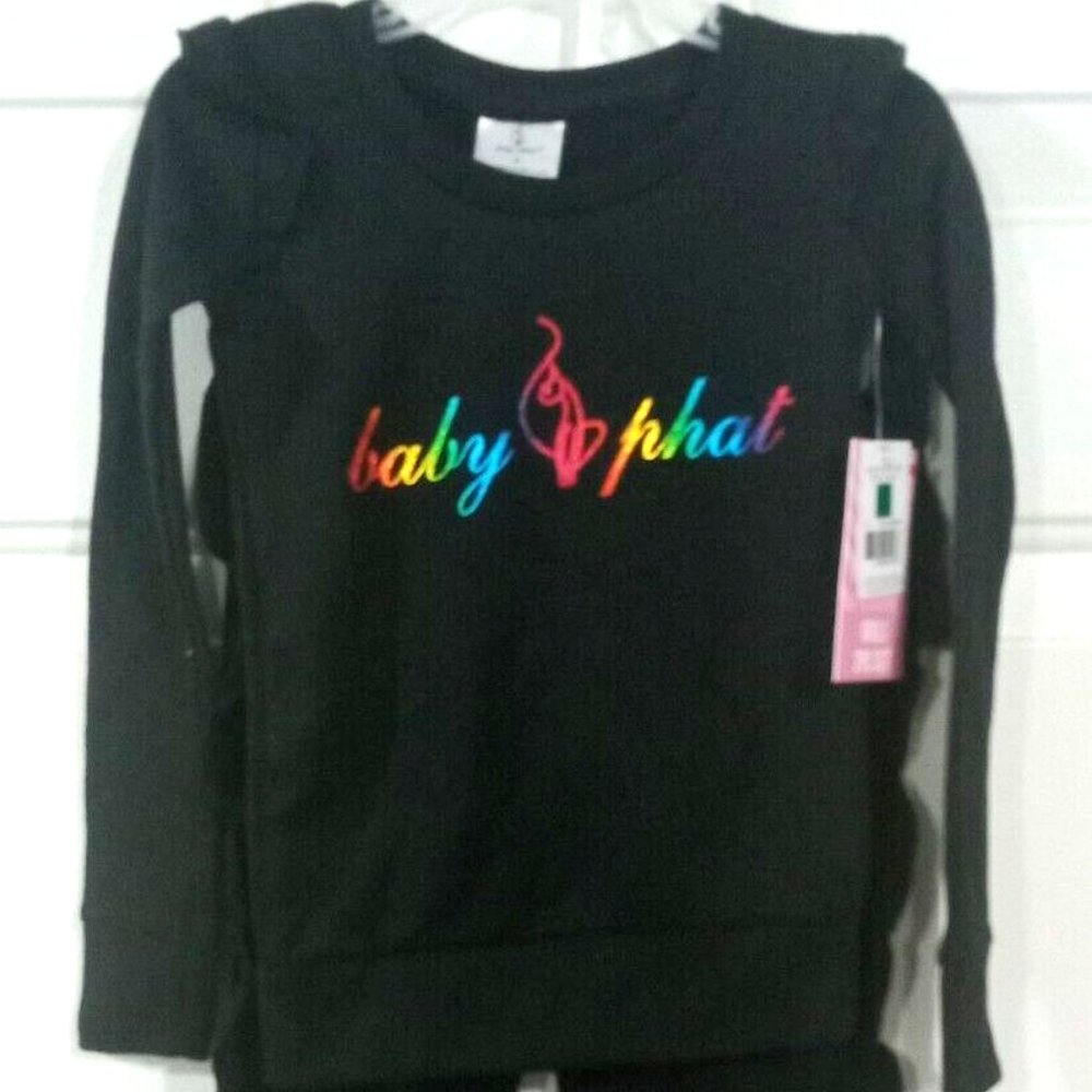Baby Phat Girls Black Terry 2pc Ruffle Set Size 4